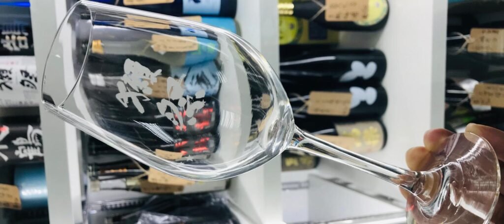 印有獺祭字樣的葡萄酒杯